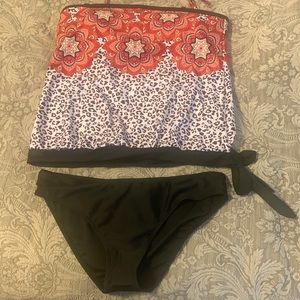 Boho Banded Bottom 2pc Tankini Size M